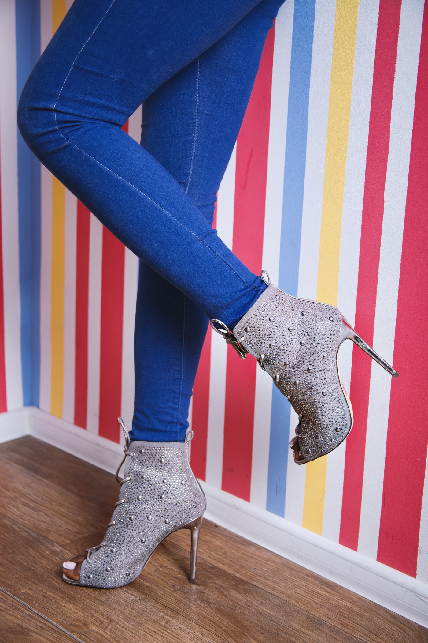 Silver Peep Toe Stiletto Bootie | Women Shoes | Haute for the Culture
