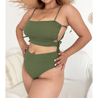 Women Ribbed Two Piece Swimsuit