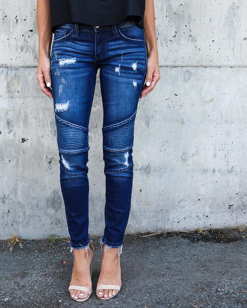 Pleated Denim Pants