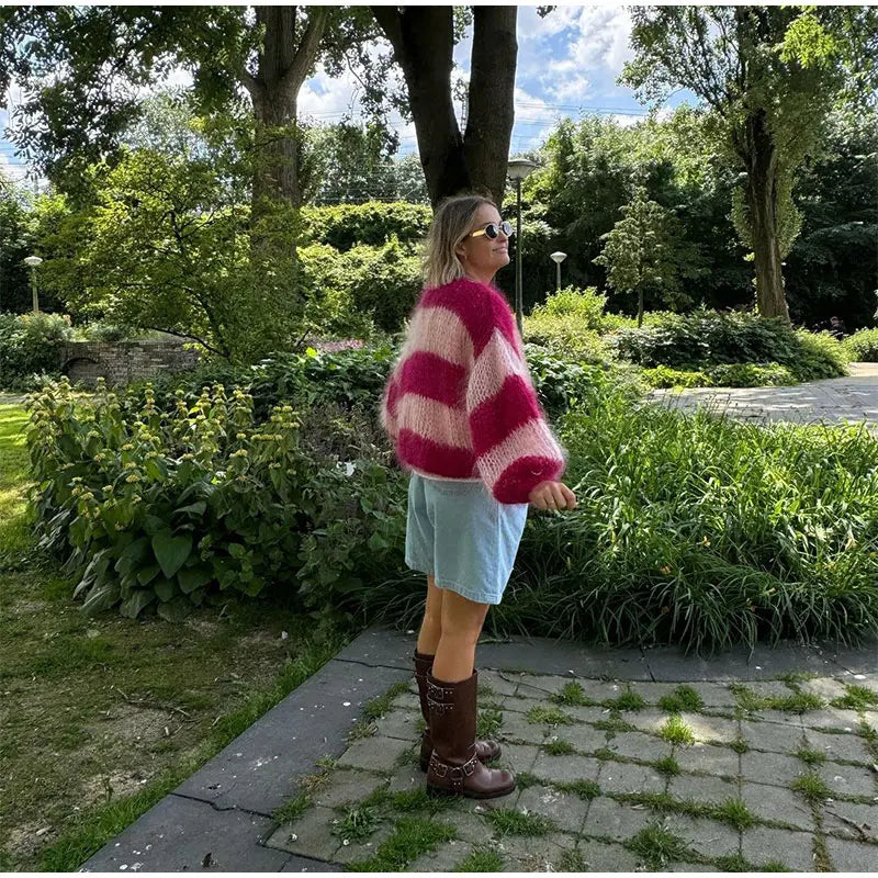 Women Stripe Cardigan