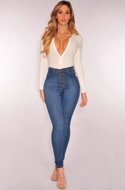 Women Button Jeans
