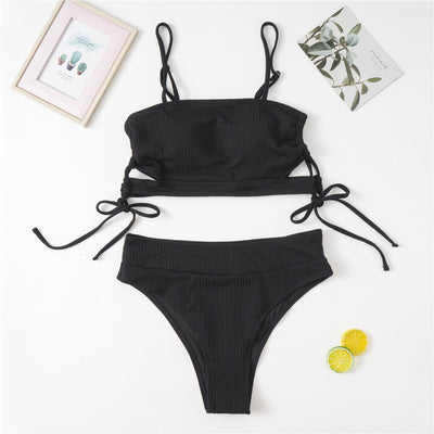 Women Ribbed Two Piece Swimsuit