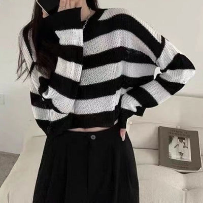 Women Striped Crop Sweater