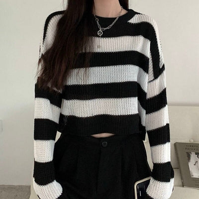 Women Striped Crop Sweater