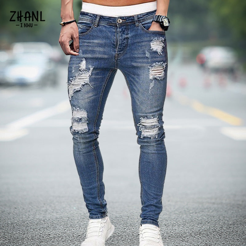 Men Patchwork Jeans