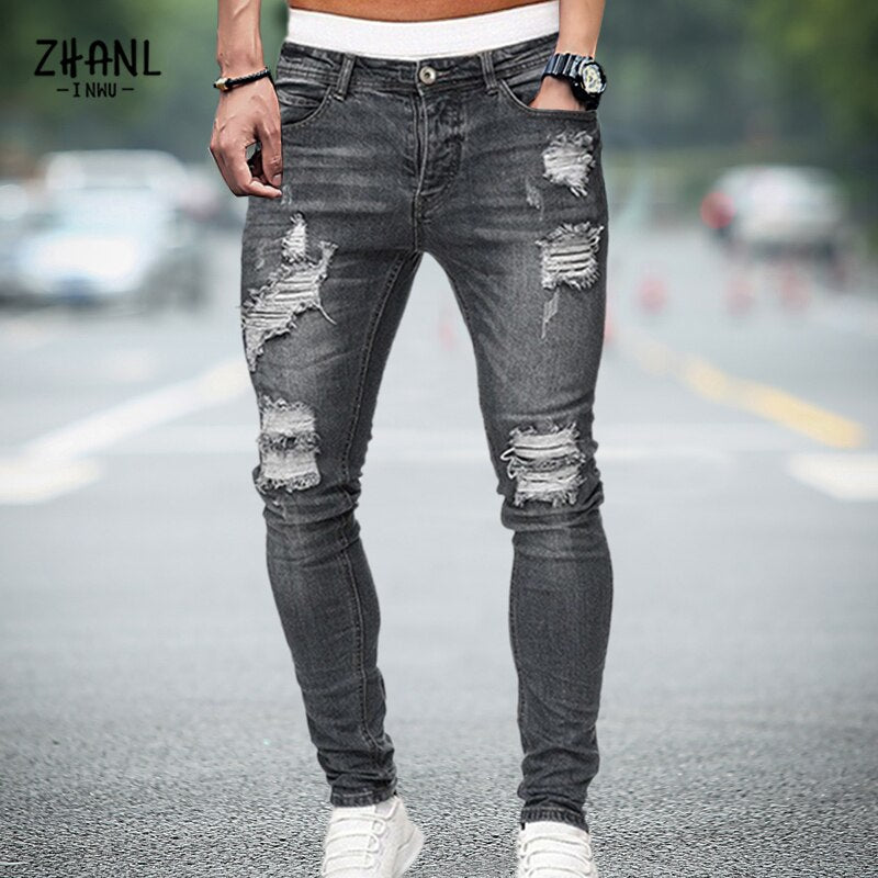 Men Patchwork Jeans