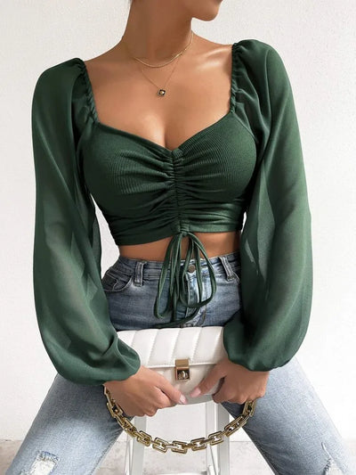 Women Drawstring Crop Top