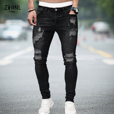 Men Patchwork Jeans