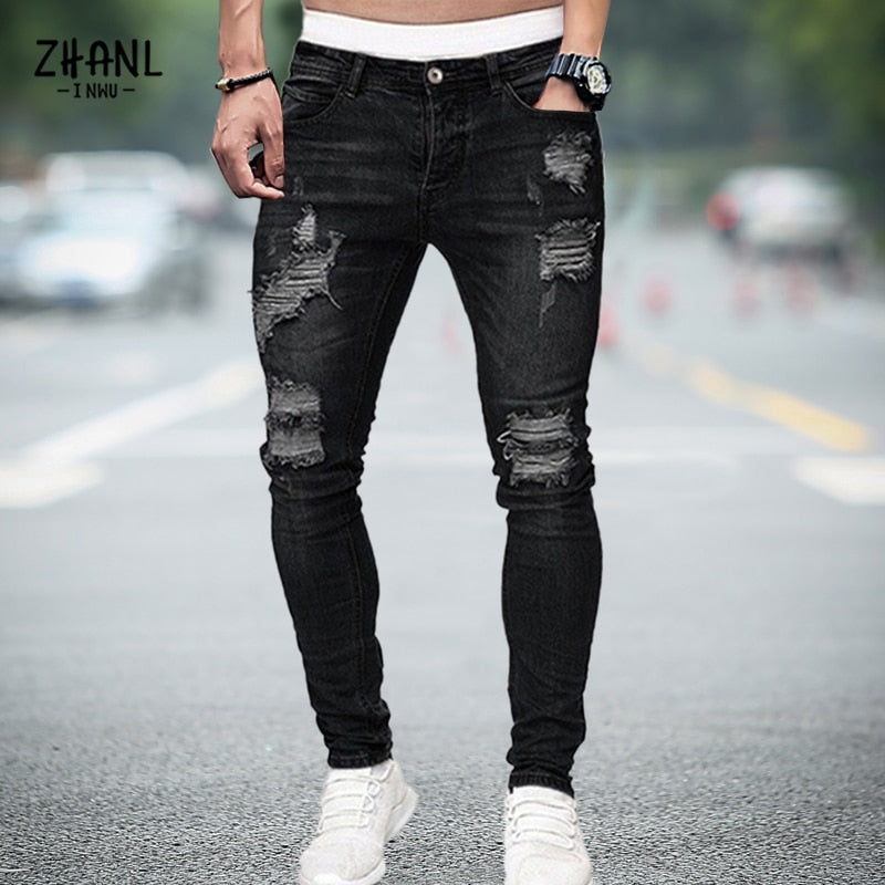 Men Patchwork Jeans