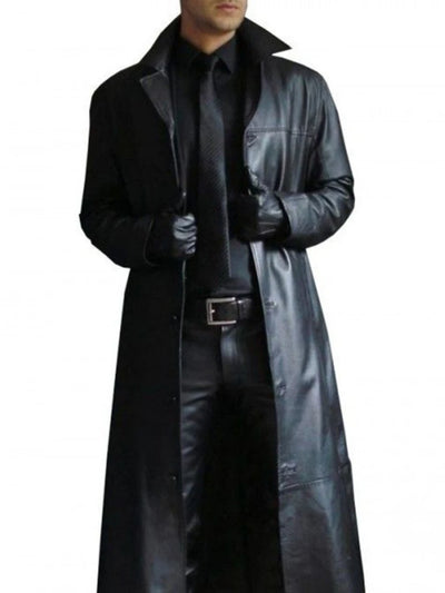 Men Leather Trench Coat
