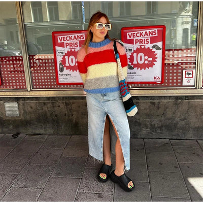 Women Stripe Cardigan