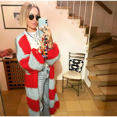 Women Stripe Cardigan