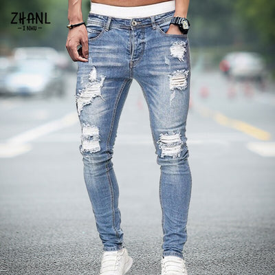 Men Patchwork Jeans