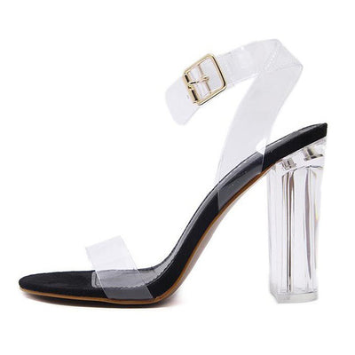 2022 Sexy Heels Women Shoes Plus Size Fashion PVC Transparent Heels Shoes Woman Pumps Ladies Clear High Heels Summer Sandals in  at Haute for the Culture