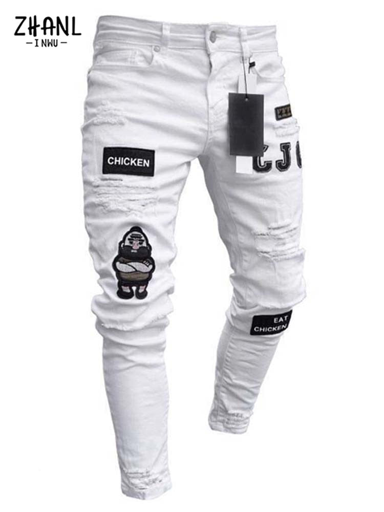 Men Patchwork Jeans