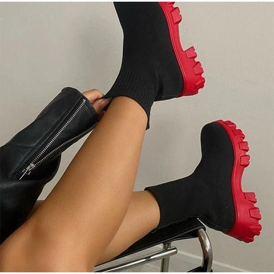 Platform Knitted Ankle Boot in  at Haute for the Culture