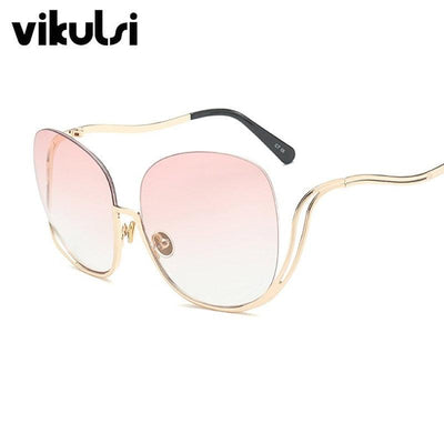 2017 Rimless Gradient Sunglasses Women Luxury Brand Designer Oversized Round Sun Glasses Ladies Gradient Shades Clear Eyewear in 0 at Haute for the Culture