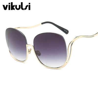 2017 Rimless Gradient Sunglasses Women Luxury Brand Designer Oversized Round Sun Glasses Ladies Gradient Shades Clear Eyewear in 0 at Haute for the Culture
